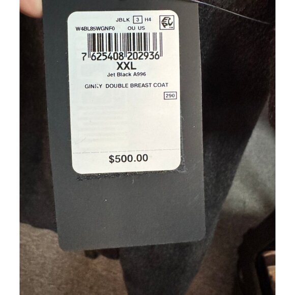 GUESS double breasted notched collar women's long coat - BLACK - Plus Size XXL - Picture 13 of 14